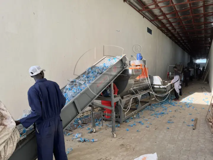 PET recycling machine running in South Sudan