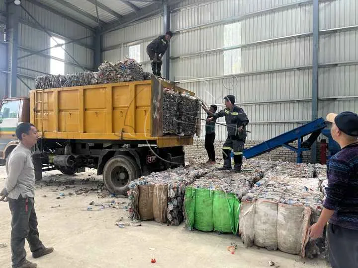 Plastic bottles collected by customers