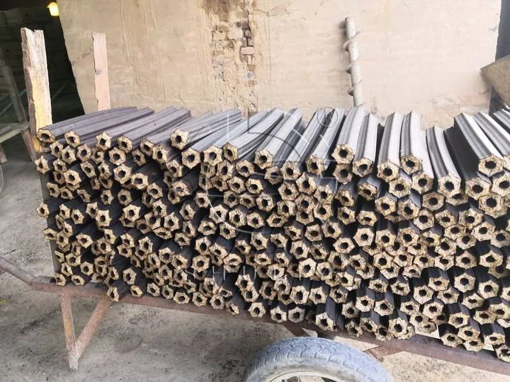 sawdust briquette machine finished briquettes